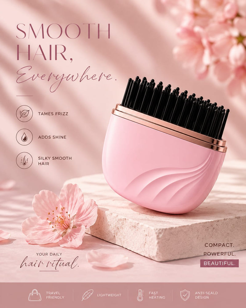 Portable Mini Hair Straightener - Salon-Smooth Hair Anywhere You Go!