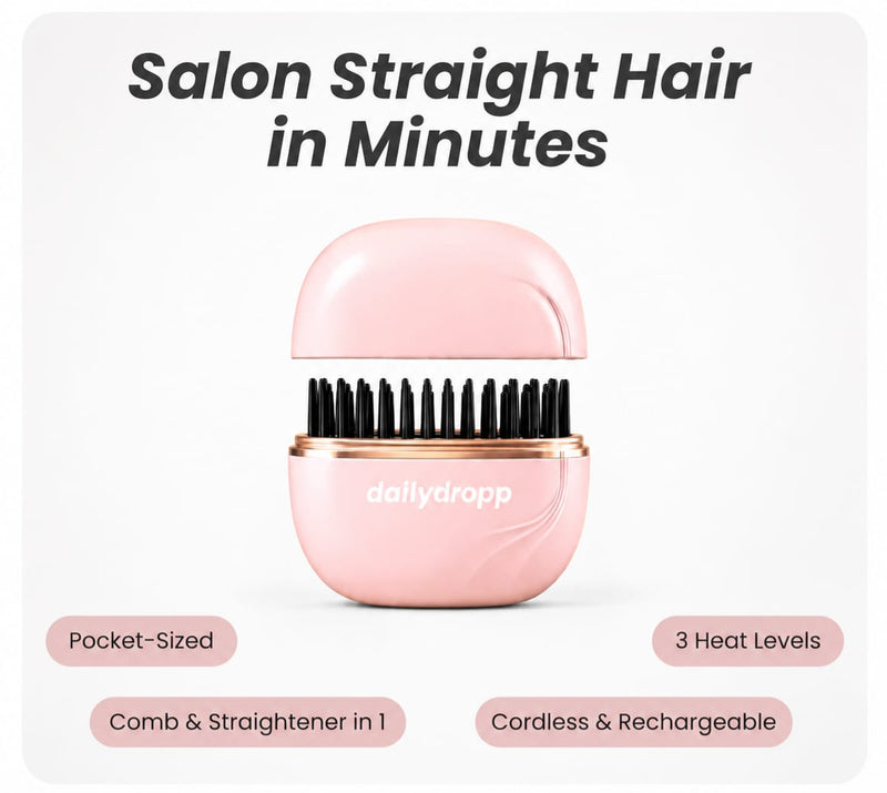 Portable Mini Hair Straightener - Salon-Smooth Hair Anywhere You Go!